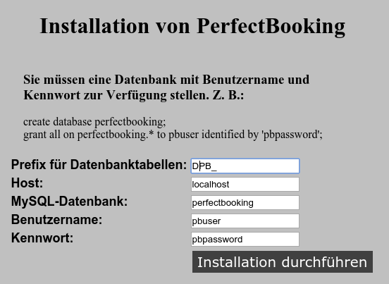 Datenbankeinstellungen