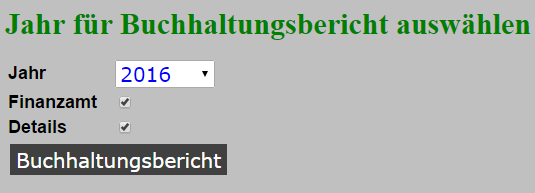 Auswahl Buchhaltungsbericht