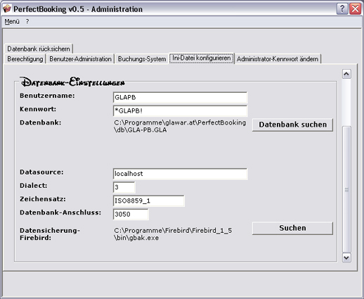 Konfiguration der Zugangsdaten