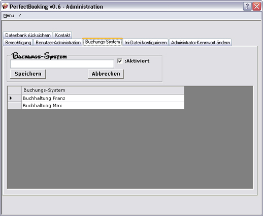 Verwaltung von Buchungssystemen