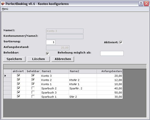 Verwaltung der Konten
